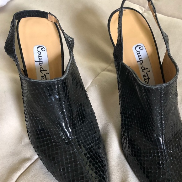 Coup d’etat snakeskin  heel mules - Picture 1 of 5